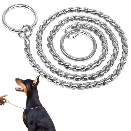 Durable Dog Chain Collar Solid Snake P Chock